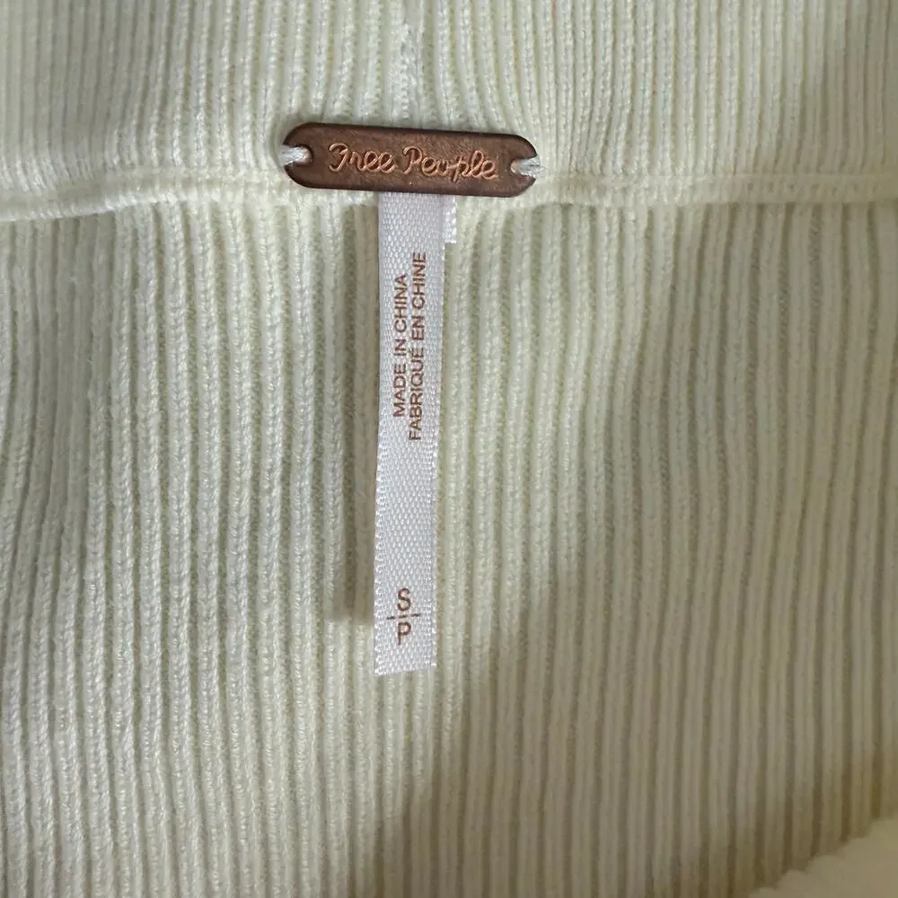 Free People Ribbed Knit Mini Skirt, Cream, S
